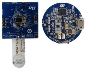 STEVAL-ISB038V1 with the STWLC04 demo board (left) and STWBC-WA demo board (right) (Click to Enlarge)