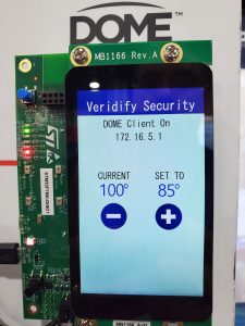 The thermostat demo running the DOME from Veridify Security library on an STM32