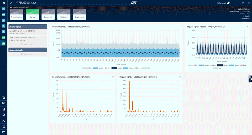 NanoEdge AI Studio v5 widget-based visualization