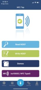 The home screen of NFC Tap