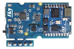 SensorTile (right) on its cradle (Click to enlarge)