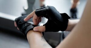 Setting a wristband in a gym