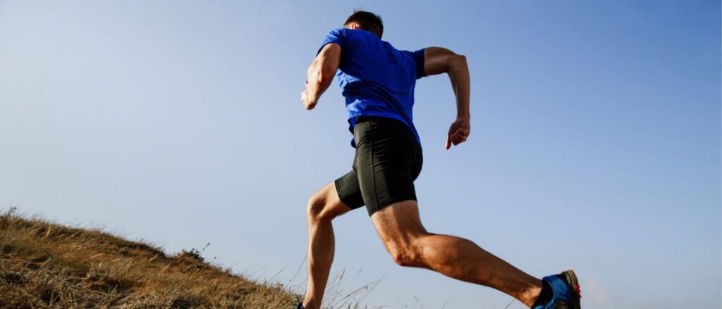 A man running uphill