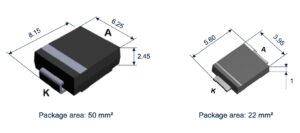SMC package (left) vs SMB Flat package (right)