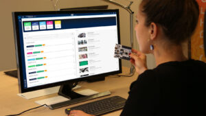 Holding a Nucleo board in front of NanoEdge AI Studio