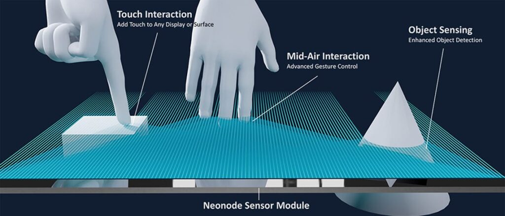 A neonode sensor detecting fingers and objects