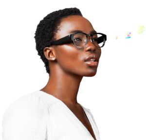 A woman wearing first-generation Focals