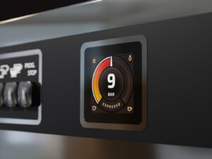 A coffee machine running a GUI