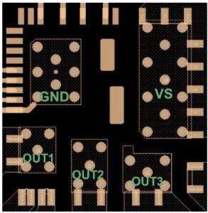 The vias on the top PCB layer for the PWD5T60