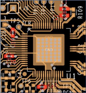 Example of decoupling capacitor placement