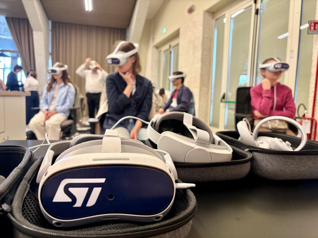 Visitors with VR headsets