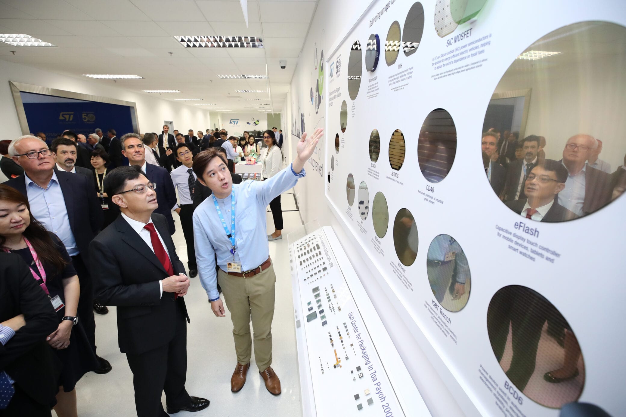 Various wafers at an exposition celebrating the opening of SG8E