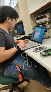 A member of the Hornet Hyperloop team developing an application using our NUCLEO-F746ZG and X-NUCLEO-IKS01A1