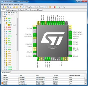 Screenshot of STM32CubeMX