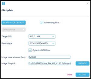 The OTA Updater and its Optimize MTU Size option