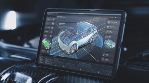 3D render of graphical user interface for professional software