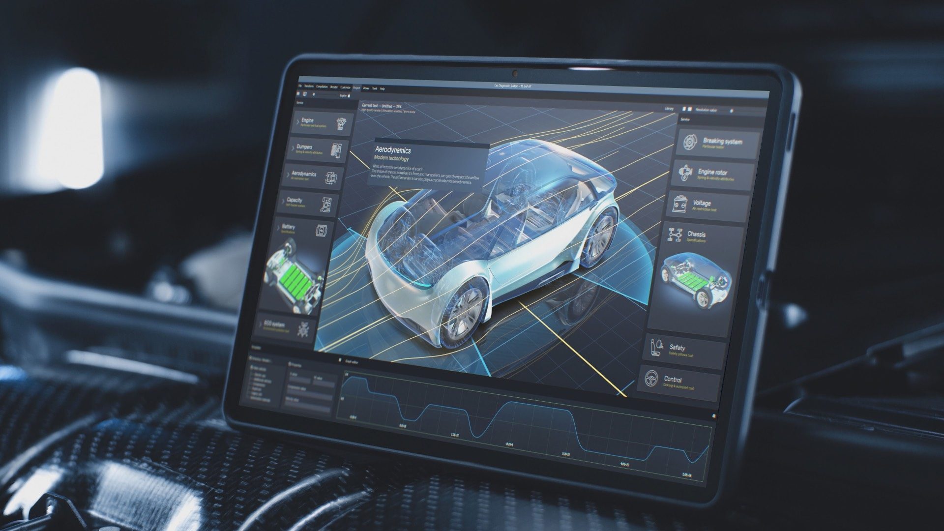 3D render of graphical user interface for professional software