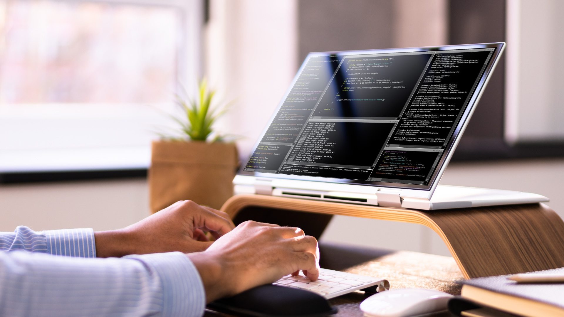 African,American,Coder,Using,Computer,At,Desk.,Web,Developer