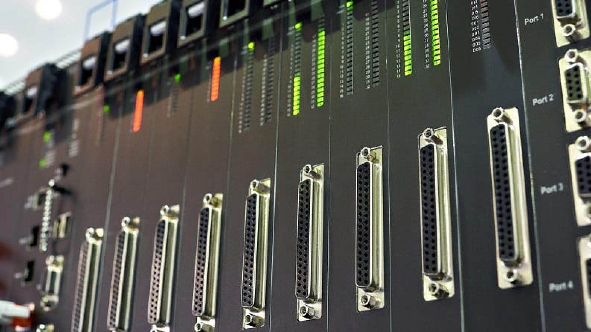 Modern programmable logic controller closeup