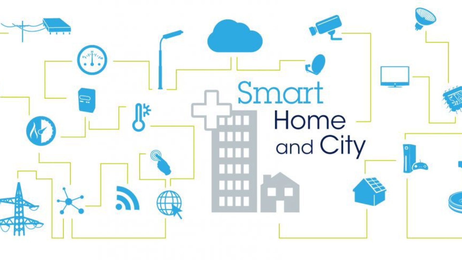 Smart city connected infrastructure illustration