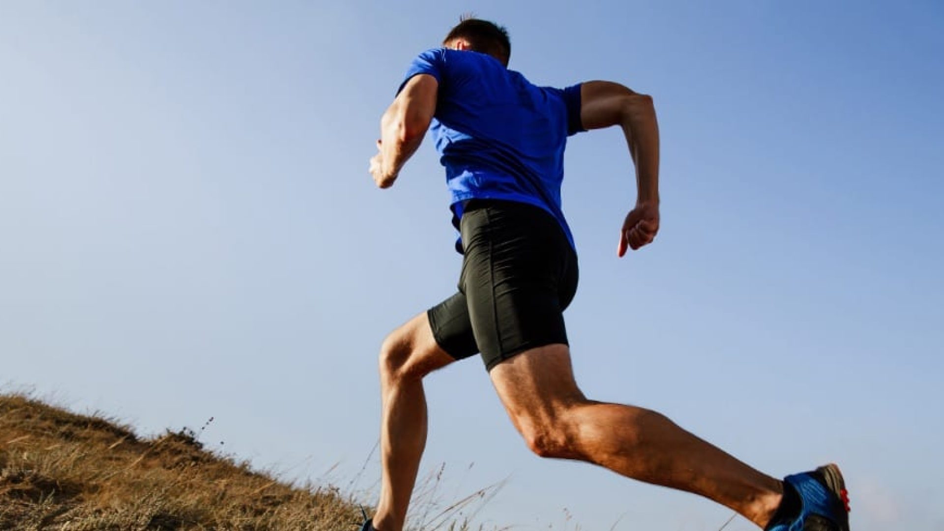 A man running uphill