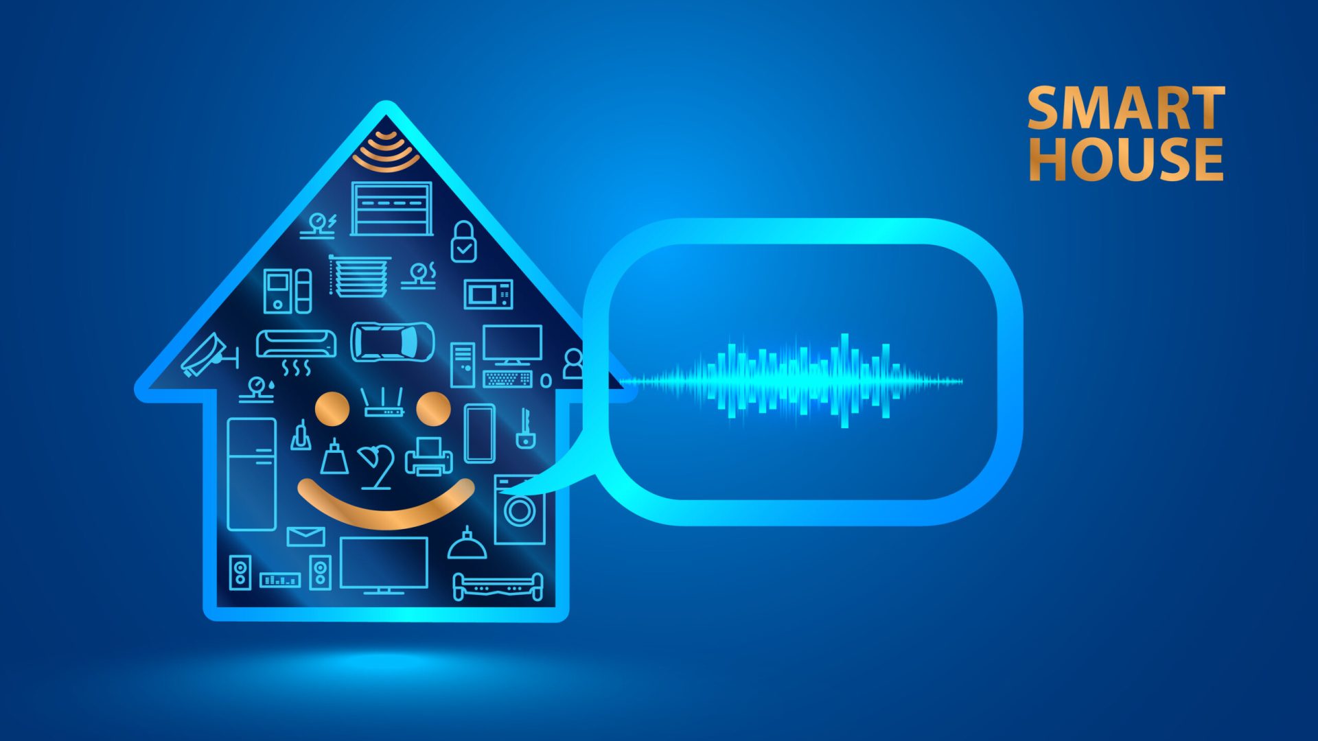 Voice assistant helps you to manage smart home system. Smart house said in a human voice. Control the Internet of things using voice commands. Vector
