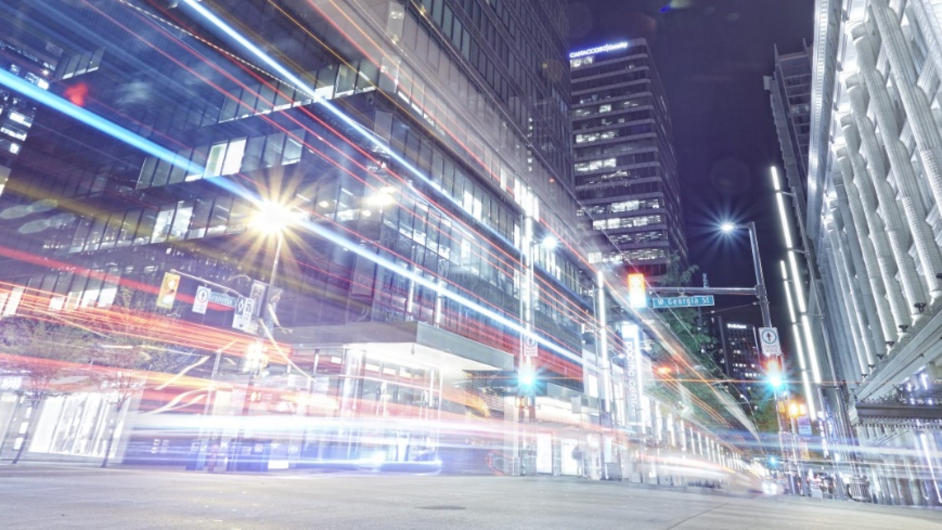 Light trails in Vancouver city center