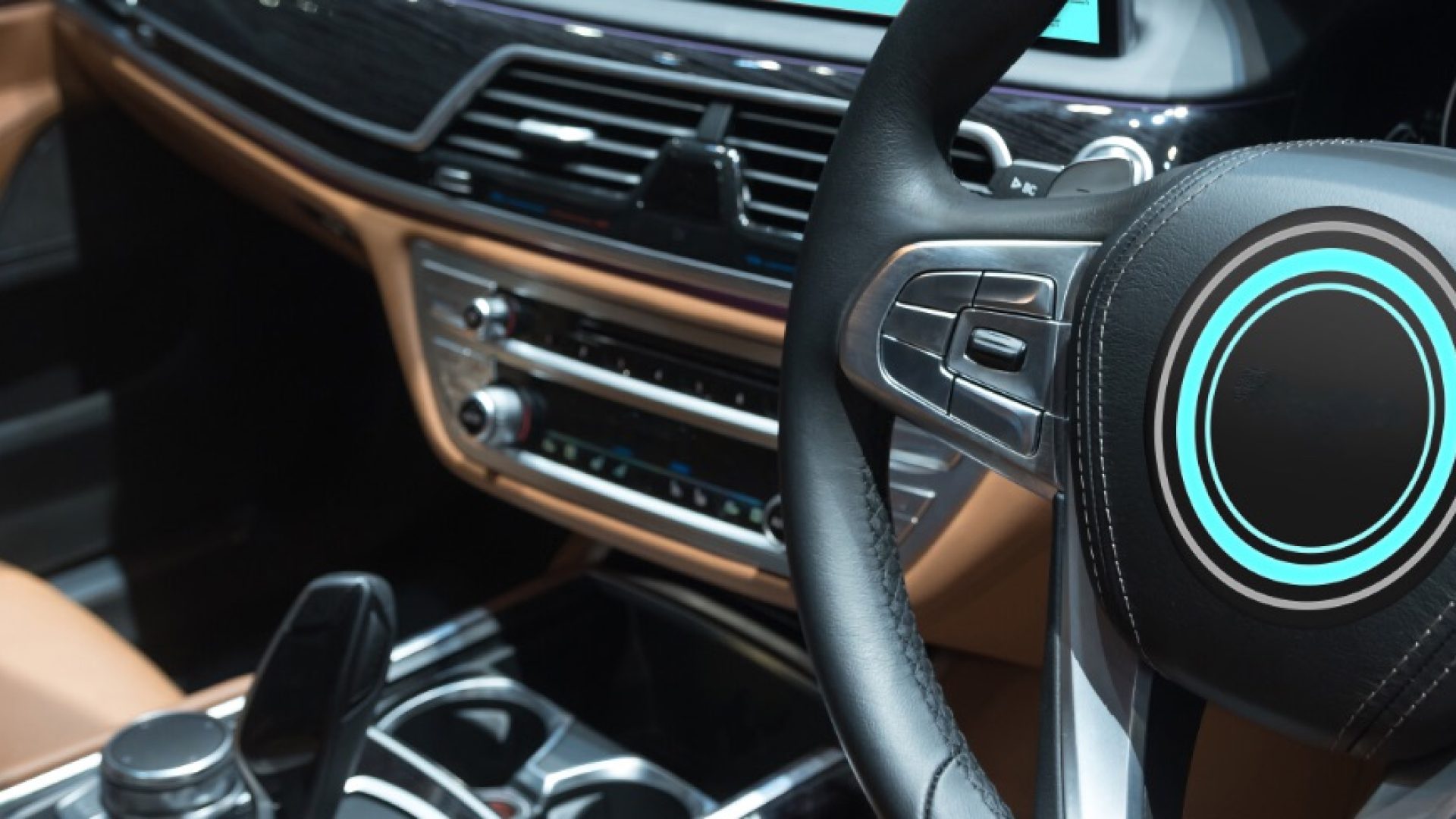 Smart car (HUD) concept. Empty cockpit in vehicle and Self-Driving mode car screen .; Shutterstock ID 584716210; purchase_order: 1106262587; job: ; client: ; other: