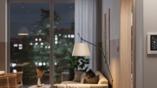 Smart Home Automation System With In Living Room With Blurred Background