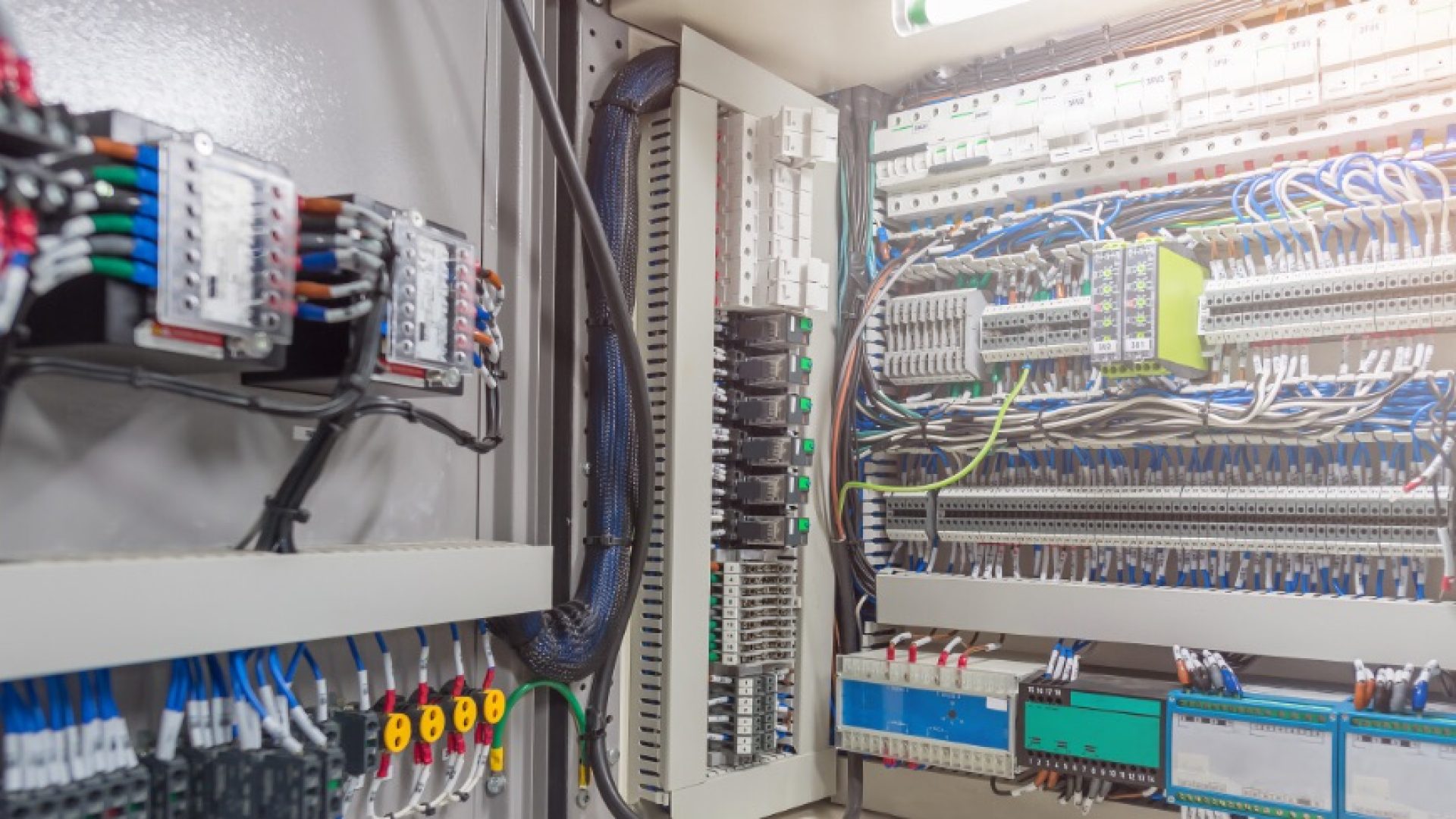 Switch panel of switchgear electrical room at power plant.