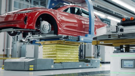 A car being manufactured