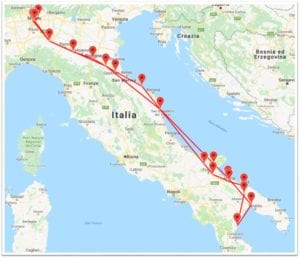 The X-NUCLEO-S2868A1 tracking Gerardo's trip across Italy