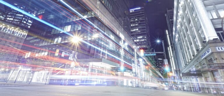 Light trails in Vancouver city center